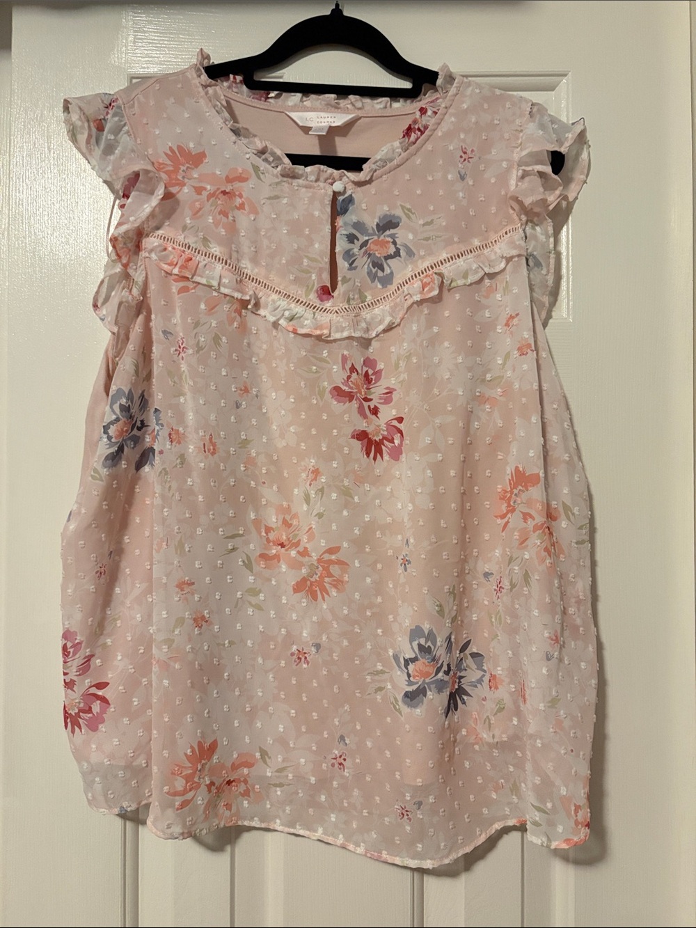 LC Lauren Conrad Pink Floral Ruffle Camisole